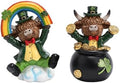 Valery Madelyn St Patricks Day Decorations for Home, 2Pcs Highland Cow Decor with Shamrock Pot of Gold, Irish Resin Leprechaun Figurines St Patricks Day Tiered Tray Decoration Table Centerpiece, 4.5" by ValeryMadelyn