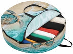 30 Inch Round Storage Bag 1 Pack,Sea ​​turtle Summer Beach Waterproof Wreath Storage Container with Handles&Zipper Ocean Blue Water Closet Organizer Bags Garland Box - Image 2