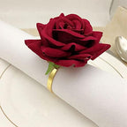 60 PCS Red Rose Shape Towel Buckle Napkin Ring Wedding Valentine's Day Hotel Table Decor Metal Gold Napkin Holder - Image 6