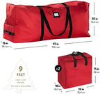 ZOBER Christmas Tree Storage Bag - With 2 Ornaments Accessories/Garland Bags - Fits 9 Ft Trees - 600D Oxford Fabric Christmas Tree Bag For Storage Box For Xmas - Strong, Durable Handles - Red - Image 6