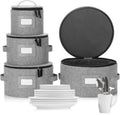 Stack Store Plus More Set of 4 China Storage Cases for Dinnerware - Hard Shell and Stackable - Sizes: 12" - 10" - 8.5" and 7" W - 48 Plate Separators Included by Stozu