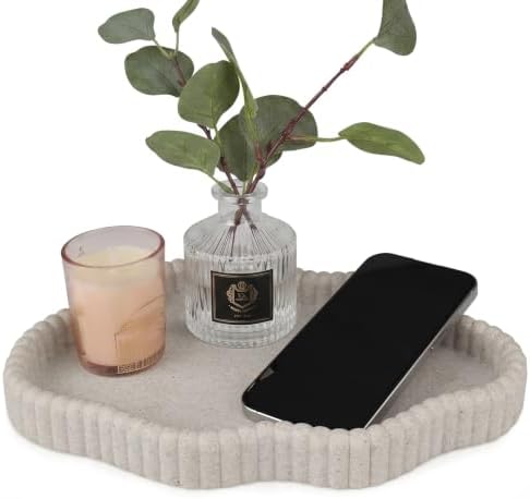 Coffee Table Tray for Home Decor,11" Cloud Sandstone Decorative Tray for Coffee Table Decor,Modern Organizer for Living Room&Kitchen Counter(Model B) by Unknown