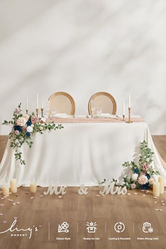 Ling's moment 2 Pack Navy Blue Floral Garland Wedding Arch Flowers - Image 4
