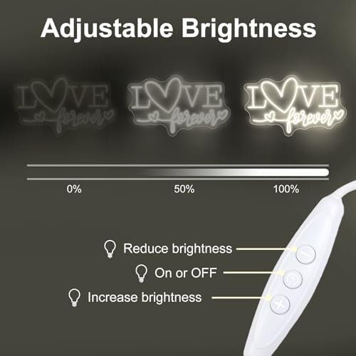 Love Forever Heart Neon Sign, Wedding Party LED Neon Light Valentine's Day Wedding Backdrop Decor Gift For Lover Valentine's Day Gift, LED Romantic Light, Couple Space Accent-Warm White-16.5" - Image 4