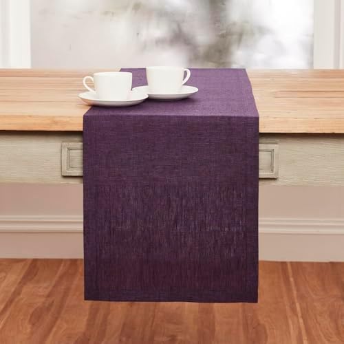 Solino Home 100% Pure Linen Table Runner Grape Long, Athena 14 x 144 in - Image 2