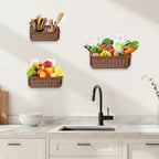 Wall Hanging Baskets, Woven Plastic Basket with Rattan-Style Design - Image 6
