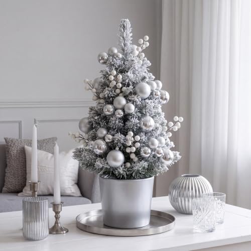 Daifunli 8 Pcs Silver Christmas Tree Picks 7.87 Inch Christmas Balls Ornaments Xmas Hanging Decorations for Xmas Tree Topper DIY Wreath Holiday Floral Vase Fillers Crafts Home Decor by Huiinen