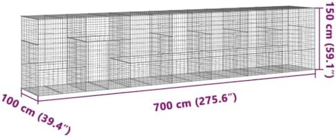vidaXL Gabion Basket with Cover 275.6"x39.4"x59.1" Galvanized Iron - Image 3