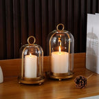 Glass Hurricane Candle Holder Decorative Golden Candle Lantern - Image 4