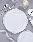 Nervure 700Pcs Silver Plastic Plates, Plastic Dinnerware Set for 100 Guests - Image 2
