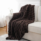 Battilo Dark Brown Faux Fur Throw Blanket for Couch, 50"x60", Double Side - Image 2