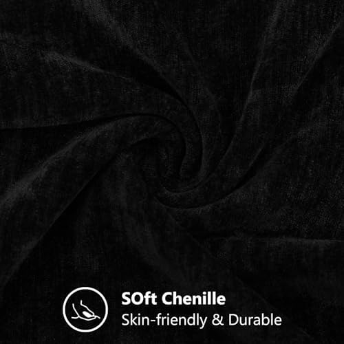 decorUhome Soft Chenille Black Throw Pillow Covers 26X26 Set of 2 - Image 6