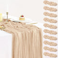 10 Pack Champagne Cheesecloth Table Runner 35x120 Inches, Boho Gold Cheese Cloth Table Runner 10FT Sheer Gauze Runner for Bridal Shower Wedding Baby Shower Party Decor by BlueTopCoLtd