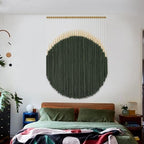 Large Macrame Wall Hanging Green Boho Decor Yarn Fiber Art 39"W*55"L - Image 4