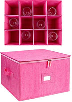Wine Glass Storage Box, Stemware Storage Containers Cases with Dividers - Image 5