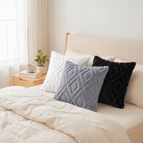 Pallene Fall Pure White Faux Fur Throw Pillow Covers 20x20 Set of 2 - Image 5