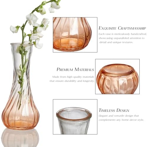 Glass Bud Vase Set of 60 - Small Vases for Flowers in Bulk - Assorted Vintage Crystal Vases for Flowers, Table Centerpieces (Amber, 60 Pcs) - Image 5