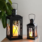 TRIROCKS Set of 2 Decorative Candle Lantern 12'' & 8'' High Metal Candle Holder Hanging Lantern Perfect for Home Decor Patio Living Room Parties Events Tabletop Indoors Outdoors (Black) by TRIROCKS