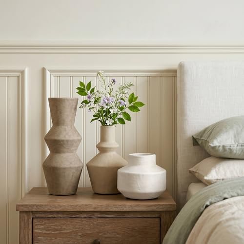 DREAMLOOM Modern Modern Ceramic Vase Set of 3, Brown - Image 3