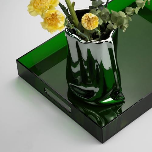 ATZYmolin 16"x12" Large Acrylic Serving Tray, Vanity Platter, Green - Image 6