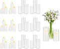 VEVOR Pillar Candles and Glass Vases Set 36 Pcs, Clear Cylinder Hurricane Candle Holders for Wedding Centerpieces, Tall Vase for Table Decor, Wedding Party, Thanksgiving,White (2.56" x 4.7",5.9",7.9") by VEVOR