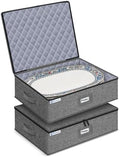punemi Hard Shell China Platter Storage Containers for Moving, 2 Pack, Grey by Punemi