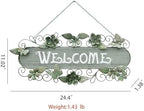 24.4"L Vintage Metal & Wood Hanging Welcome Sign, Rustic Farmhouse Distressed Wall Decor with Flower & Butterfly, Outdoor Decoration for Garden Porch Patio Yard - Image 7