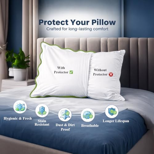 Ridhi White with Green Scalloped 100% Cotton Throw Pillow Covers 24x24 Inch - Image 3