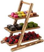 3-Tier Acacia Wood Cupcake Stand, Rustic Dessert Tower by Janedream