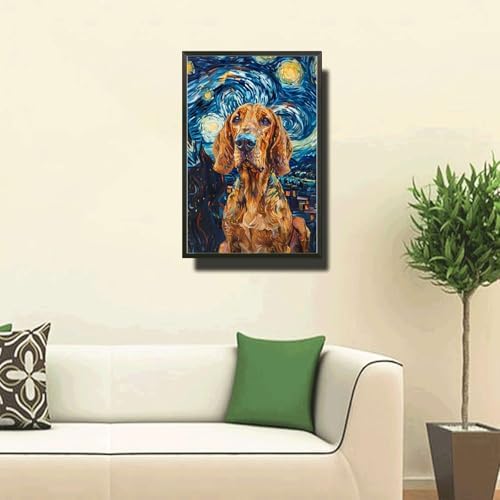 Metal Sign Vintage Tin Sign Bloodhound Starry Night Tracker Determined Bloodhound in A Celestial Sky for Home Den and Seasonal Celebrations Rustproof Aluminum 6×8 Inches with Metal Frame - Image 2