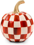 MACKENZIE-CHILDS Resin Pumpkin, Mini, Dark-Red-and-White Paprika Check by Unknown