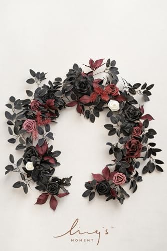 Ling's moment 5 FT Black Artificial Flower Garland - Image 5