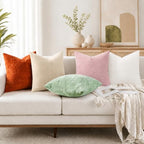 decorUhome Soft Chenille Beige Throw Pillow Covers 26X26 Set of 2 - Image 2