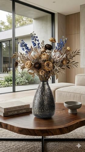 ANDALUCA Rustic Decorative Metal Vase Hammered Finish 12 inch (Black Gold) - Image 3