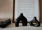 Carrot's Den Black Ceramic Modern Vase Set of 2, Donut Shelf Decor, Black - Image 3