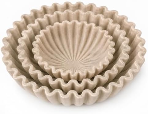 YMXYJM Decorative Bowl Set of 3, Fluted Resin Bowls for Home Decor, Beige - Image 6