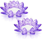 Large Crystal Lotus Tealight Candle Holder for Up to 6" Diameter Pillar Candle Plate Candlestick,Chunky Glass Votive Stand for Wedding, Party, Table Centerpiece Decor and Yoga Meditation (2, Purple) by KOLNLALA