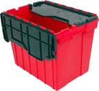 Akro-Mils KeepBox 18 Gal Storage Box, Lid Attached, Stackable, Red/Green by Akro-Mils