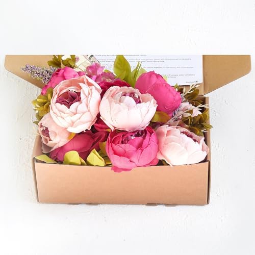 FiveSeasonStuff Mixed Pink Artificial Peony Bouquet Set of 2 - Image 6