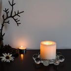 Candle Holder, Crystal Bubble Round Pillar Candlestick Plate Stand for Table Centerpieces, Candle Dish for Home Decor, Modern Decorative, Party, Wedding (Clear) - Image 7