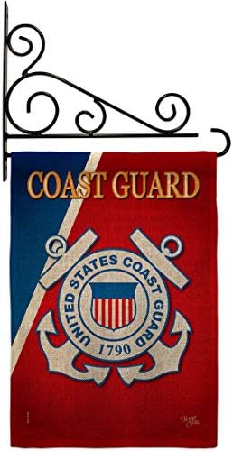 Coast Guard Burlap Garden Flag - Set Wall Holder Armed Forces USCG Semper Paratus United State American Military Veteran Retire Official - House Banner Small Yard Gift Double-Sided , "garden flag 13""x 18.5""" by Breeze+Decor