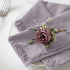 Handmade Cloth Napkins 100% Cotton Napkins with Fringe，Delicate Handmade Cloth Napkins for Dinners, Parties, Weddings and More，18 x 18 Inch Set of 12 - Lavender - Image 2