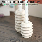 Travertine Marble Candlestick Holders - Set of 2 Stone Candle Sticks Holder Decor, Decorative Modern Candle Stands for Taper Candles - Image 6