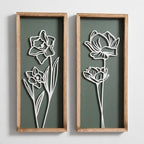Tide and Tales Floral 3D Green Wall Art, Botanical Wall Decor, Set of 2 by TideandTales