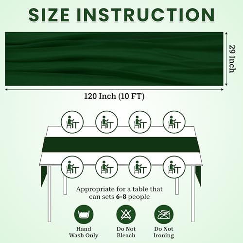 MDS Pack of 5 | Hunter Green | 10ft Chiffon Table Runner 29x120 Inches Long Romantic Rustic Sheer Gauze Runner for Wedding Bridal Shower Birthday Banquets Engagement Spring Easter Boho Decorations - Image 3