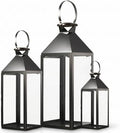 MATICO Stainless Decorative Pinnacle Candle Lantern Set of 3, Hanging Decor Hurricane Lantern Candle Holder for Festival Ceremony Home Decor, Both Indoor & Outdoor Use, Black by MATICO