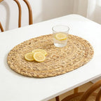 Set of 6 Braided Placemats, Water Hyacinth Woven Placemats Oval Table Mats Non Slip Washable 16 * 12 inch Oval Place Mats (6, Brown Water Hyacinth Placemats) - Image 2