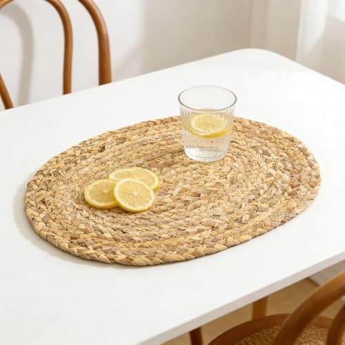 Natural Water Hyacinth Woven Placemats, Plate Chargers Set of 10 - Image 3