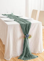 20 Pack Sage Green Cheesecloth Table Runner 17x108 Inch Boho Wrinkled Sheer Romantic Gauze Cheese Cloth Table Runner Bulk Decor for Wedding, Bridal Shower, Birthday Party - Image 6