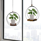 hismocal Hanging Planter for Indoor Plants,Plant Hanger with Sturdy Wood Base & Pot, Modern Boho Macrame Plant Hanger,Wall Ceiling Window Stands(2 Pack+Pots) - Image 6